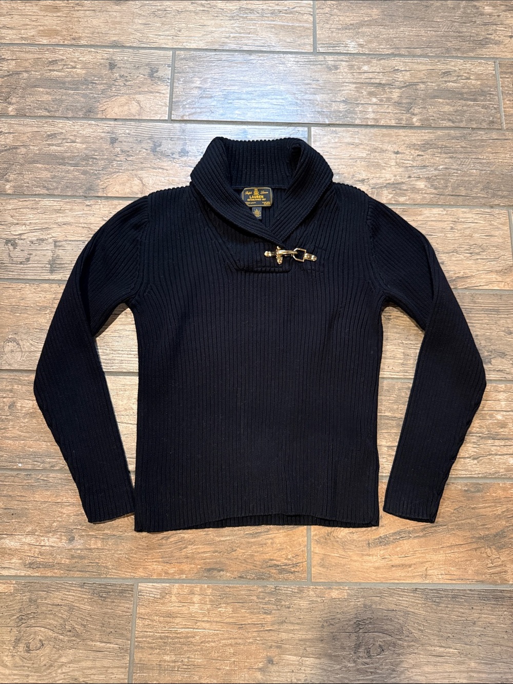 Vintage Ralph Lauren Collar Pullover Sweater Gold Buckle